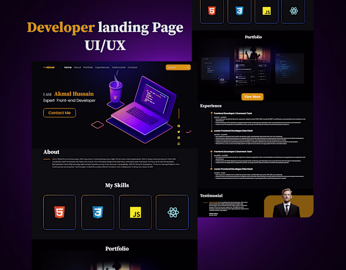 Portfolio Landing Page UI for Front-End Developer