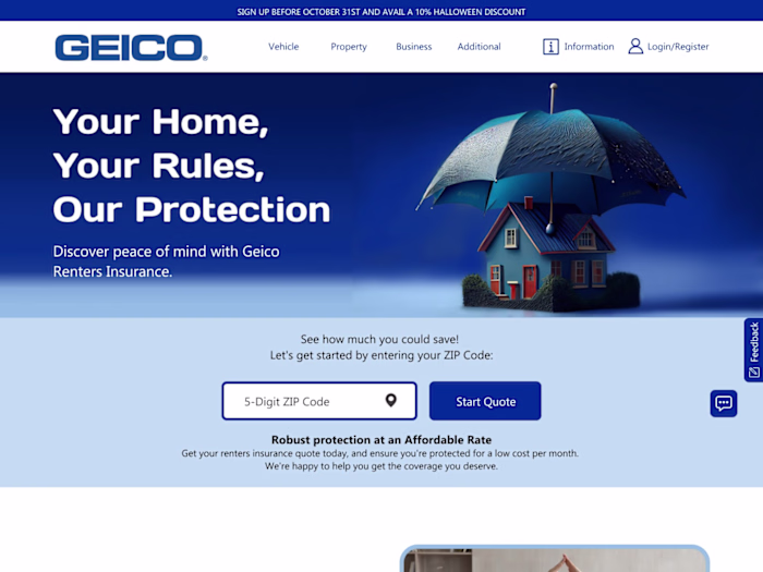 Geico's Landing Page