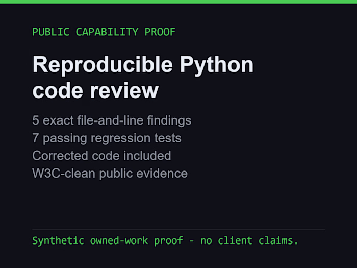 Reproducible five-finding Python code review