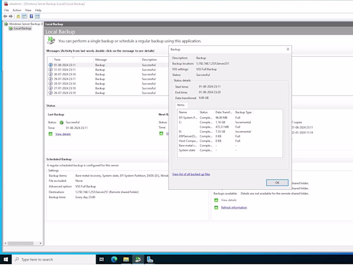 Windows Server Backup Configuration to NAS
