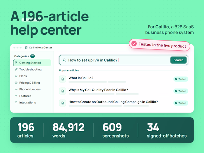 196-article help center for a B2B SaaS