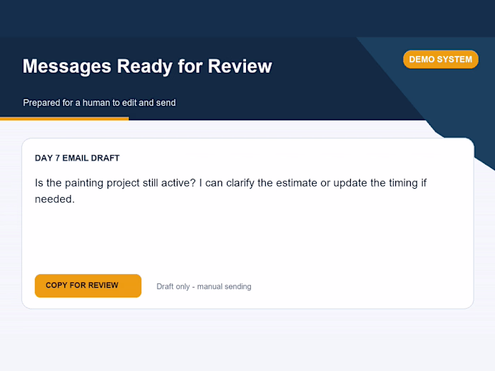 Human-Reviewed Follow-Up Message Drafts —