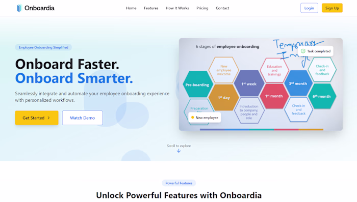 Onboardia Landing Page with Contact Form