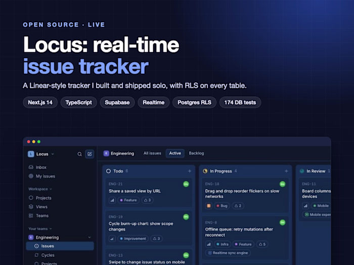 Locus: Real-time Issue Tracker (Next.js + Supabase)