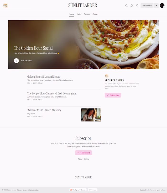 Substack Food Newsletter