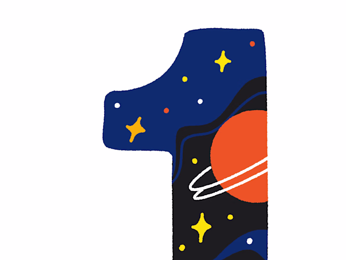 Space-themed number 12 with planets, stars, and cosmic eleme...