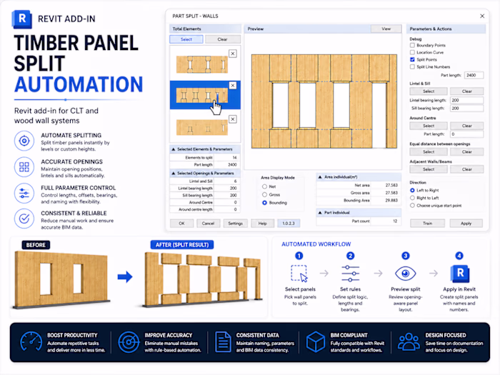 Timber Panel Split Automation Revit Add-In