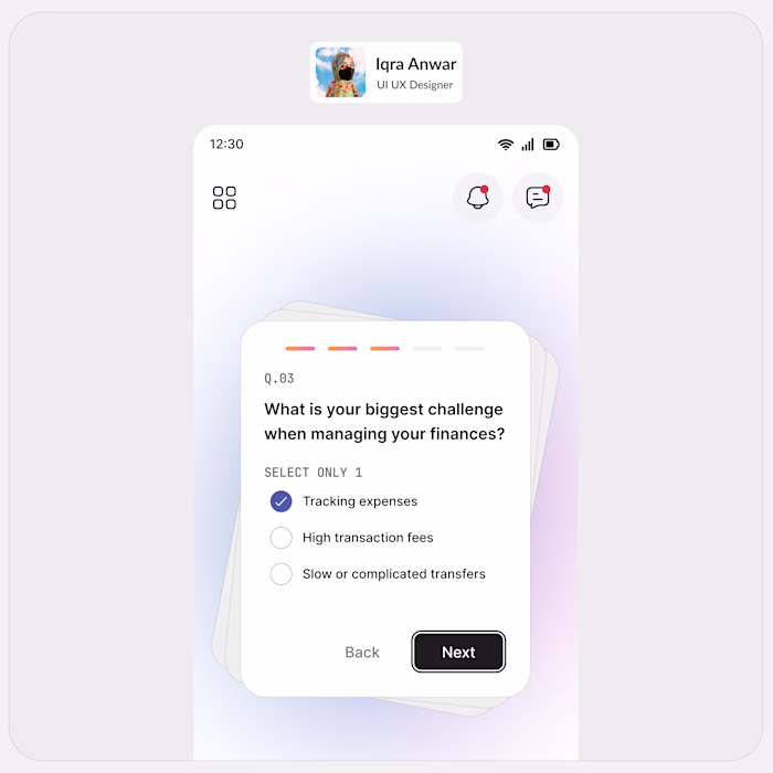In-App Survey Cards UI Design