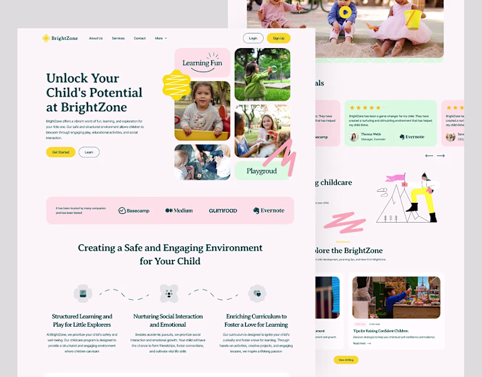 BrightZone: Child Care Landing Page