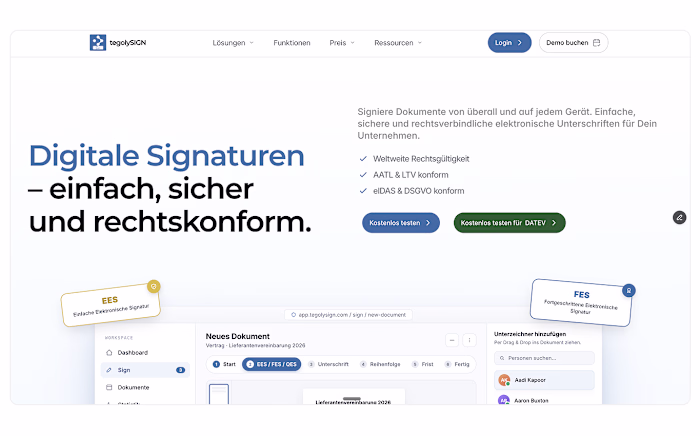 tegolySign - Digital Signature Solution Website Development
