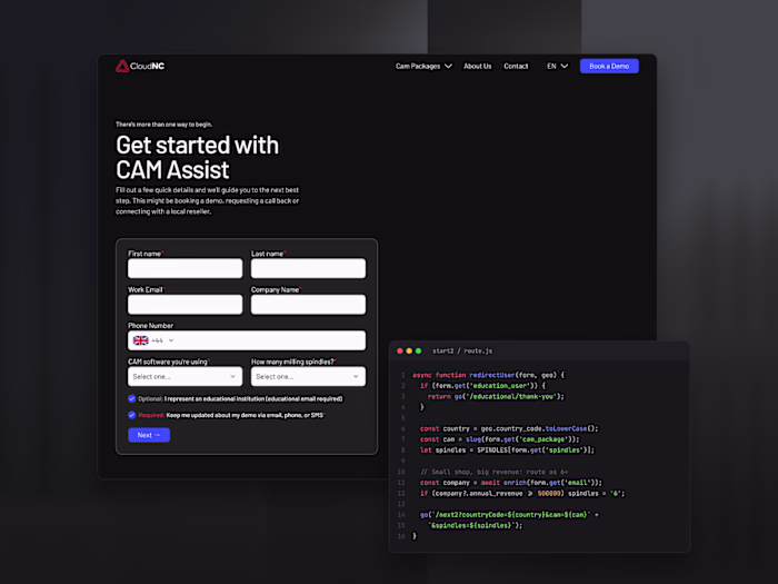 CloudNC: 21% conversion uplift on Webflow