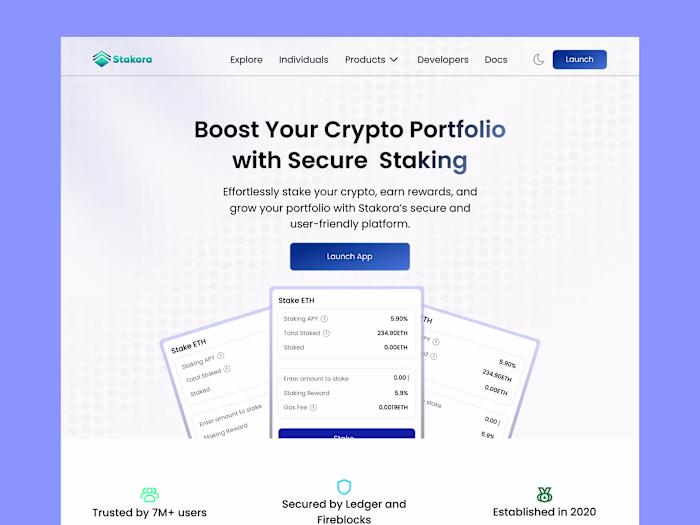 Stakora Landing Page Design