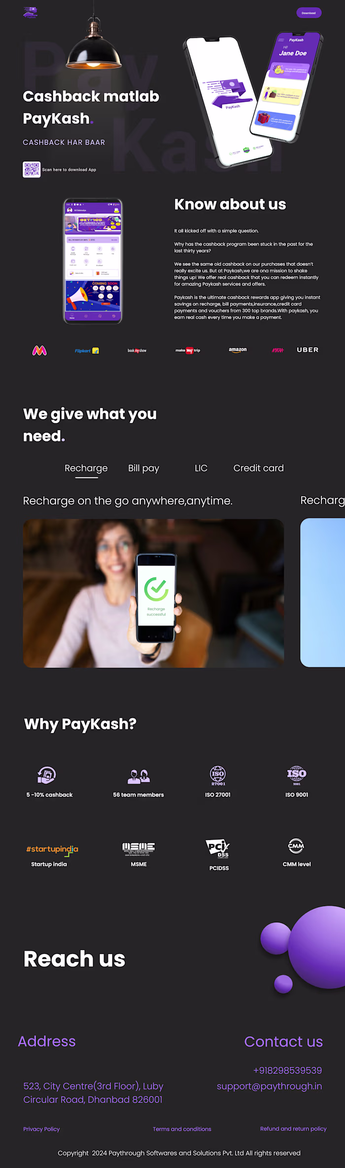 Paykash landing page