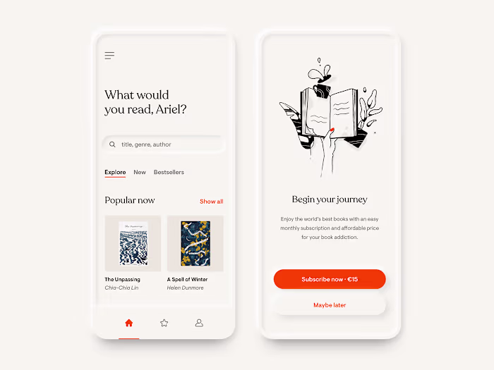 Online Book subscription App Design | Neumorphism