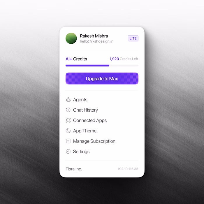 Designed a side bar UI for an Agentic AI app