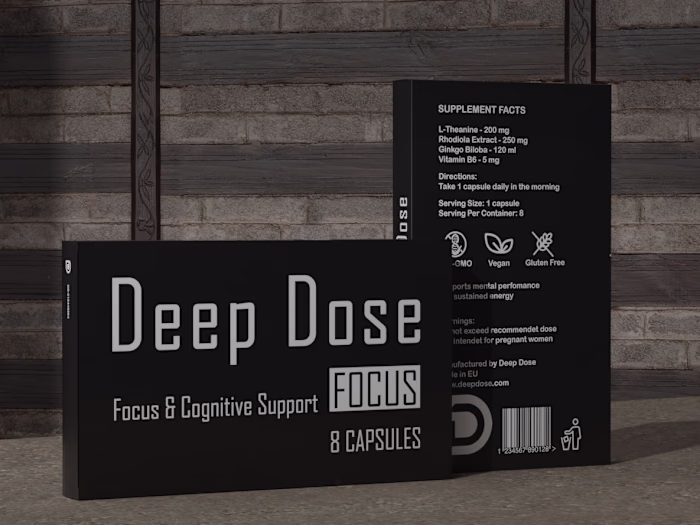 Deep Dose Focus
Minimalist supplement packaging