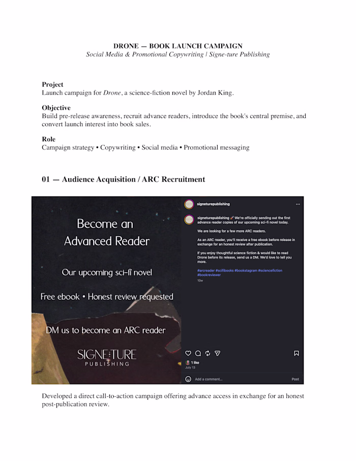 Drone | Book Launch Campaign & Promotional Copywriting