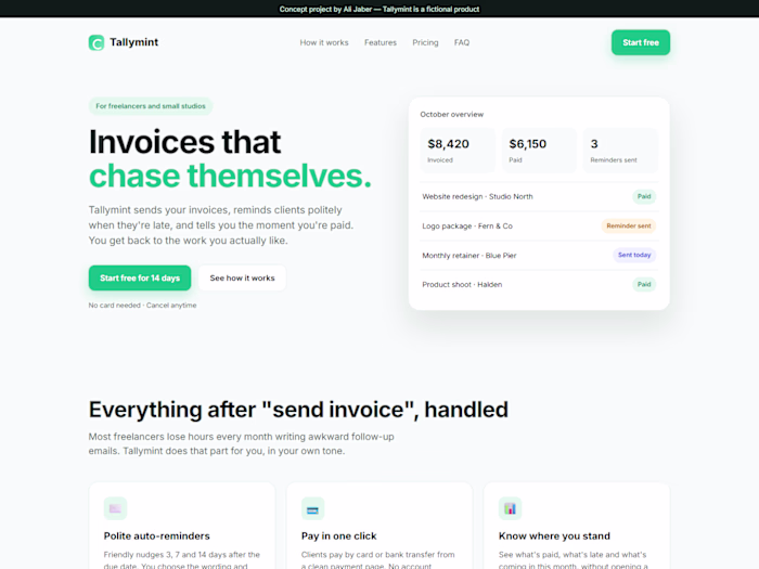 Tallymint: SaaS landing page (concept project)
