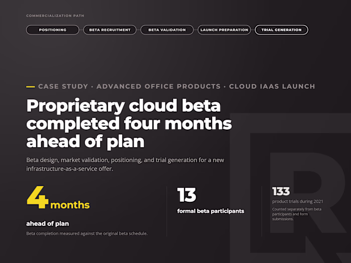 Cloud IaaS Go-to-Market: Beta Finished Four Months Early