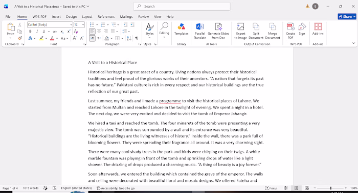 This work sample demonstrates my