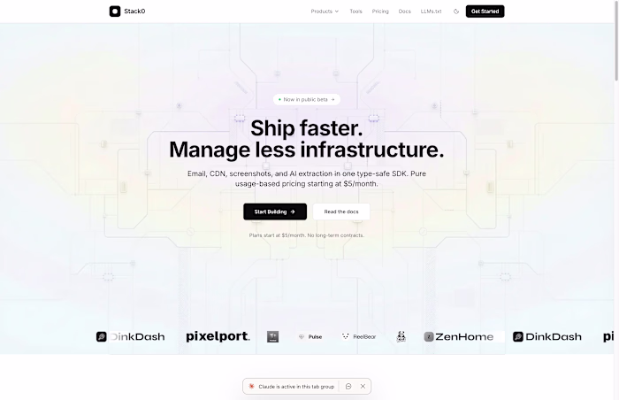 Stack0 - Modern infrastructure for AI apps. Email, CDN, scre...