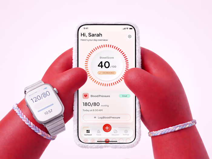BloodHealth AI. Blood pressure tracking mobile app. 