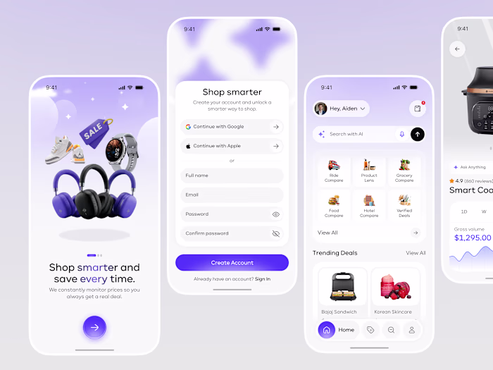 AI Shopping & Price Tracker Mobile App Design
