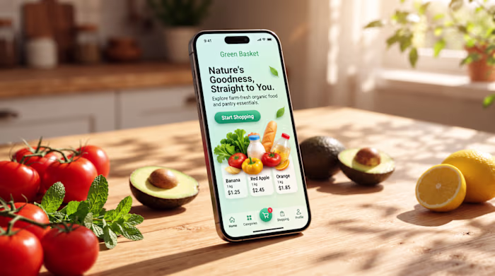 Green Basket — Grocery Shopping Mobile App UI/UX Design