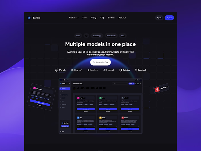 iLumina - Website for a SaaS in the LLM space.