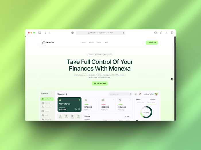 Monexa Platform Website Design