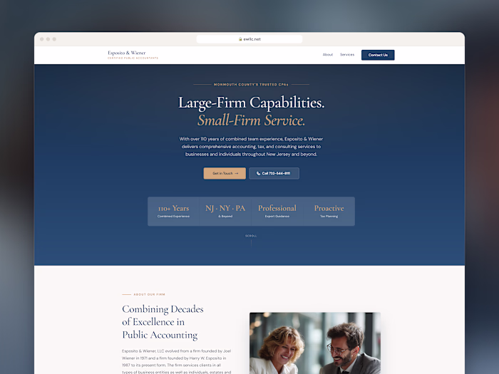 Esposito & Wiener website redesign in Framer