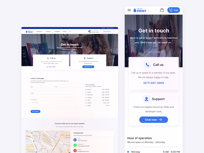 Contact us page / Web design