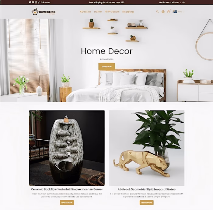 E-Commerce Store Design for Home Decor Brand