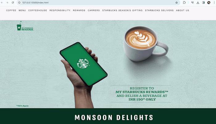 Starbucks website Design