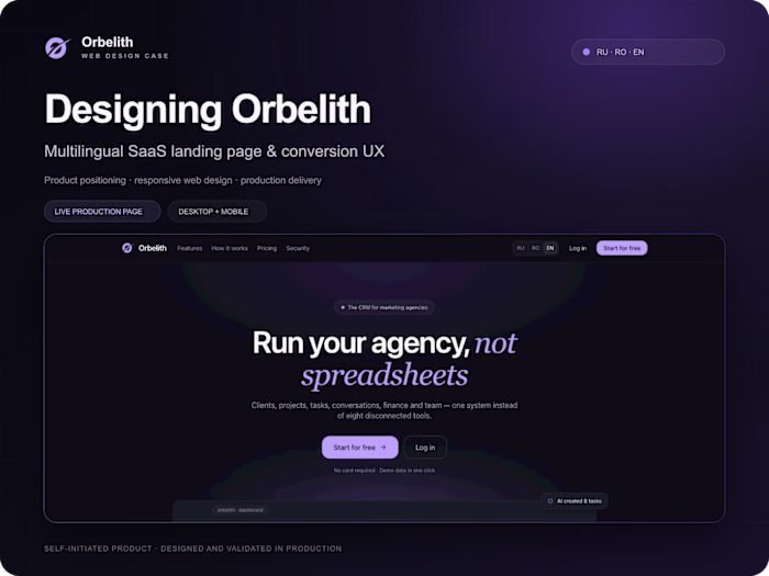 Designing Orbelith - Multilingual SaaS Landing Page