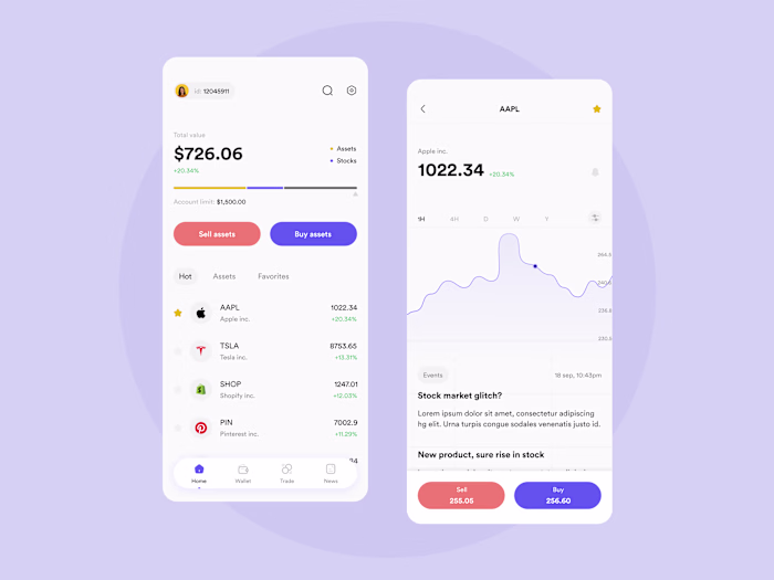 Assets trading app