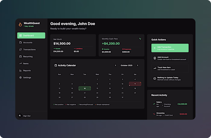 WealthQuest - Personal Finance Management App