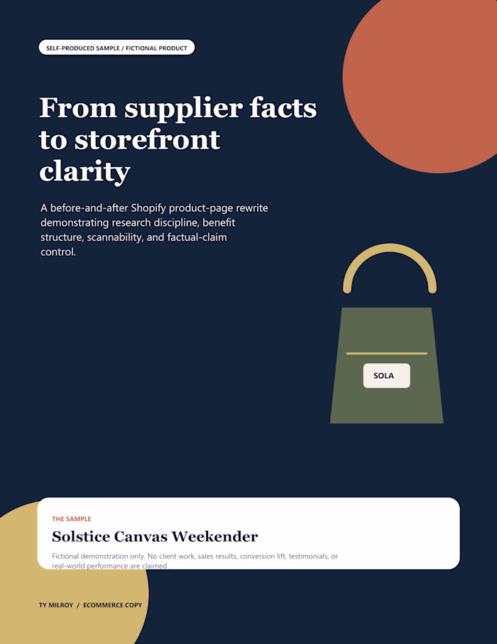 Shopify Product Copy Rewrite - Self-Produced Sample