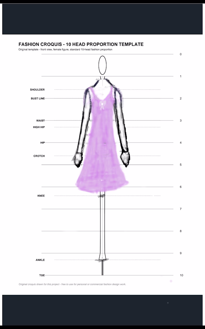 Fashion design dress with it's tech pack