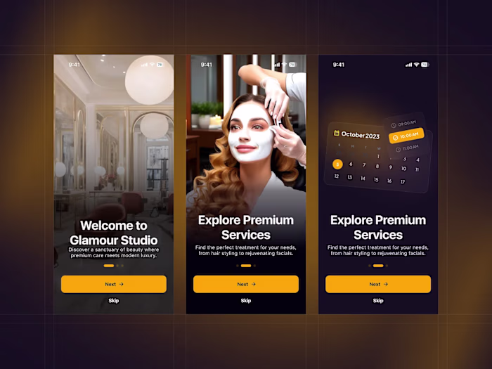 Luxurious Mobile UX Design for Beauty & Wellness Services