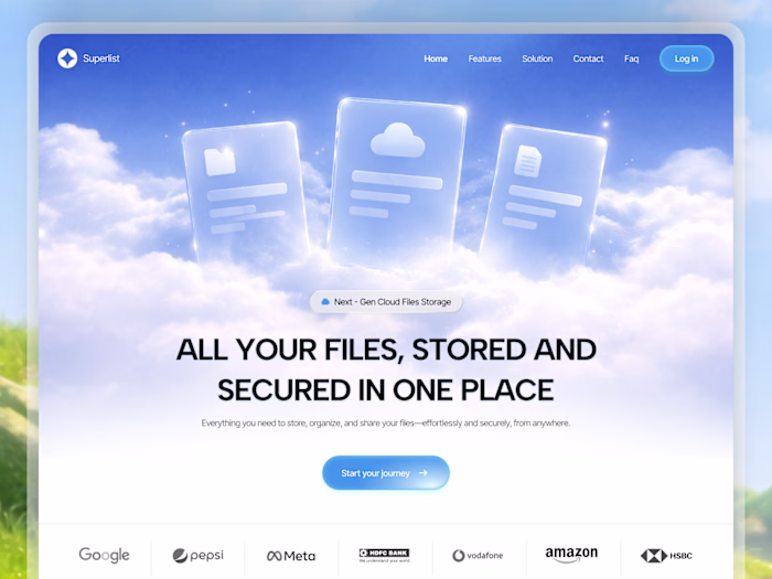 This cloud storage landing page