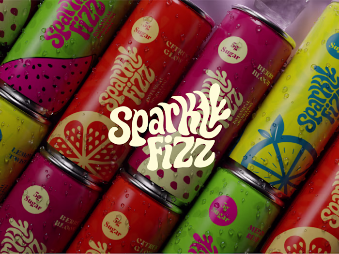 SparkleFizz Sparkling Soda-Branding & 3D Visualization