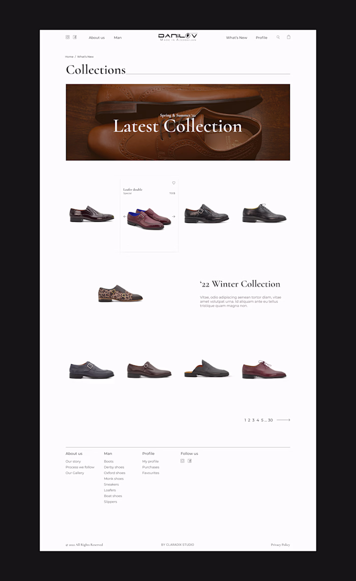 Danilov Shoes E-commerce Website Design