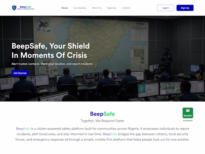 BeepSafe Security Landing Page