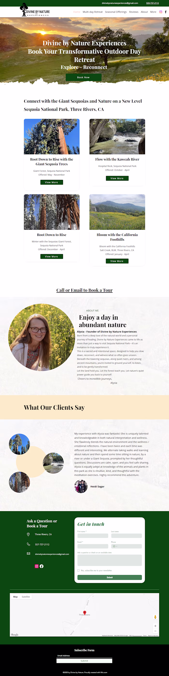 Website Development for Divine by Nature Experiences
