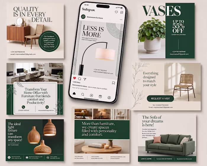 Less Is More Furniture Social Media Content Created a clean ...