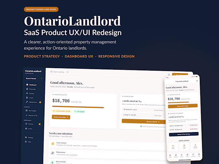 OntarioLandlord - SaaS UX/UI Product Redesign