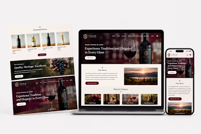 Wine and Ecommerce Website Design for Premium Wine Brand