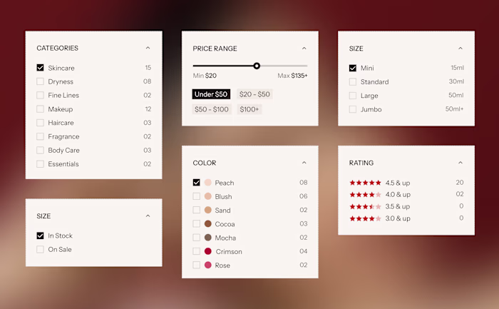 A refined ecommerce filter experience