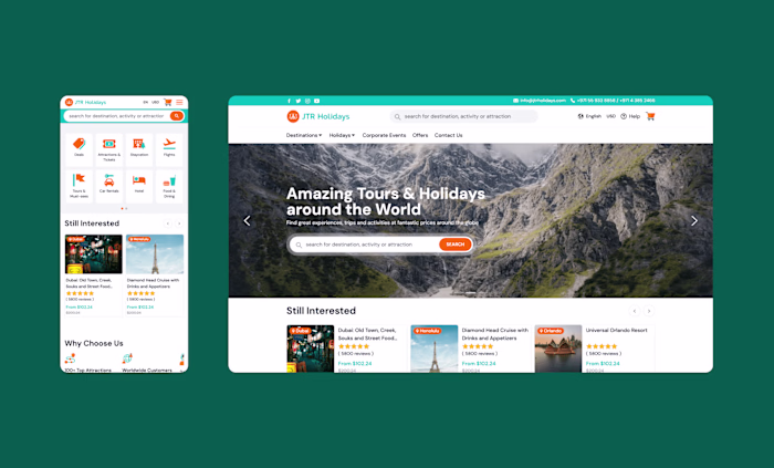 JTR Holidays - Rebuilding travel booking frontend from scratch 